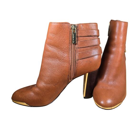 Louise et Cie Warren Boots Vince Camuto Brown Leather 3" Heeled Size 6 B - Picture 2 of 11